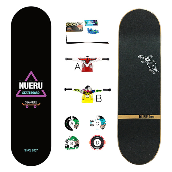 NUERU/느루 스케이트 셋트 PRO SSANGLEE NEW MODEL SET-B (느루 스케이트보드셋트/완성품)