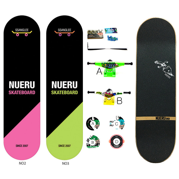 NUERU/느루 스케이트 쥬니어셋트 PRO SSANGLEE NEW JR MODEL SET-A (느루 아동 스케이트보드데크/데크 단품)